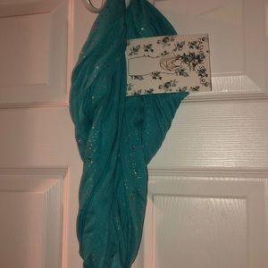 Turquoise splatter painted scarf
